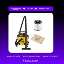 Combo Aspiradora Dewalt DXV23P 23l + Filtro y Bolsa Extra